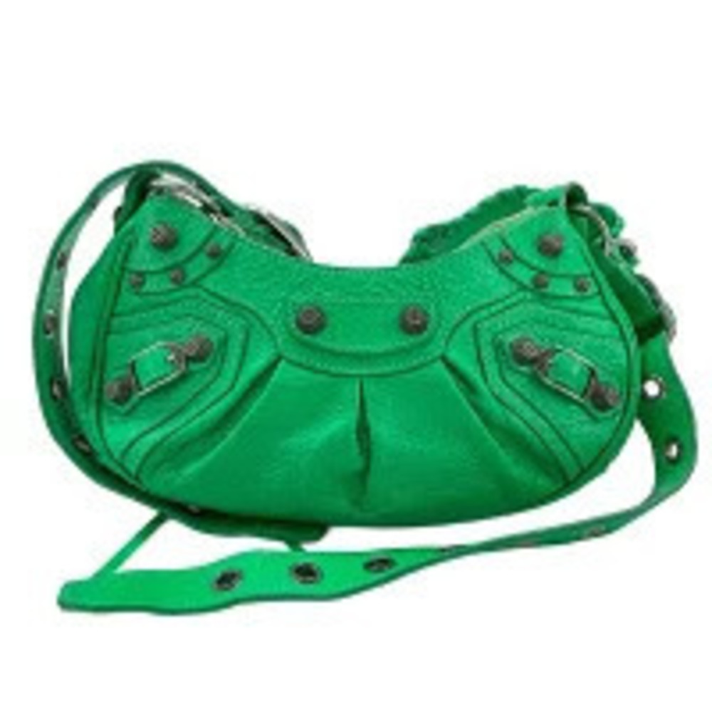 Balenciaga Leather Le Cagole Shoulder Bag Green
